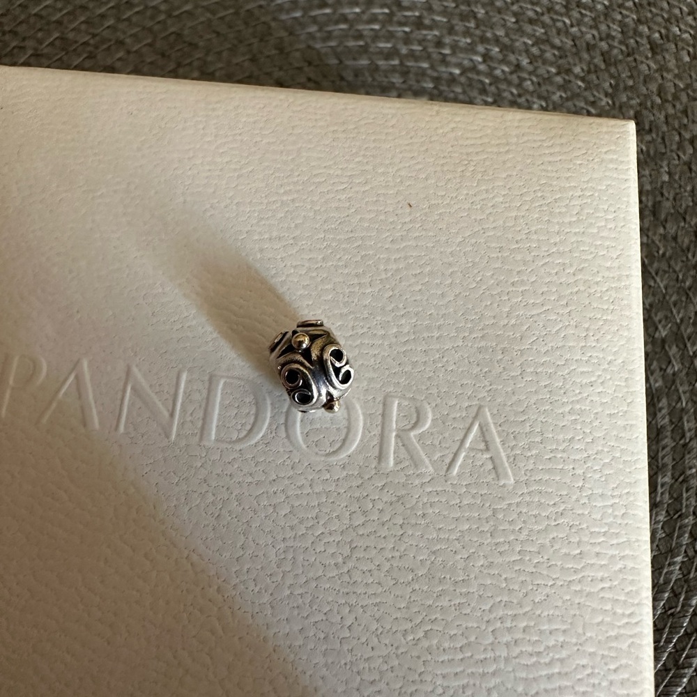 Pandora Retired Two-Tone Victorian with Gold Ball Charm